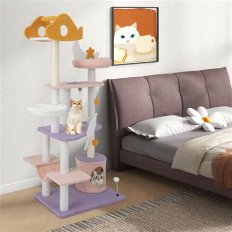 Hivvago 66 Cute Cat Tree Cats Multi Level Tall Cat Tower With Sisal
