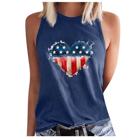 APEXFWDT Womens Patriotic American Flag Print Tank Top Summer