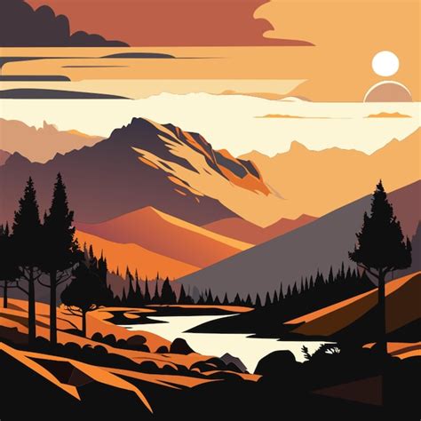 Premium Vector Landscapes Vector Illustration