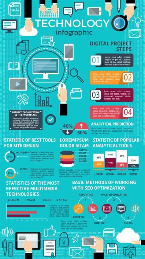 Technology Infographic Design With Graph And Chart Vector Art