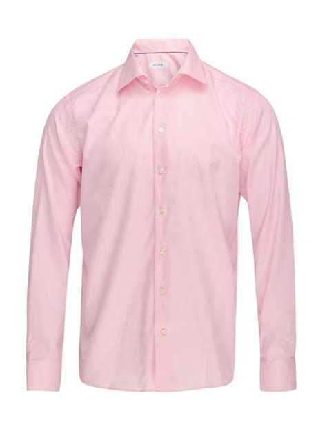 Eton Eton Slim Fit Pointed Collar Micro Check Shirt Pink Eton