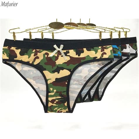 Mafurier Free Shipping 2018 New Women Camouflage Cotton Panties Sexy