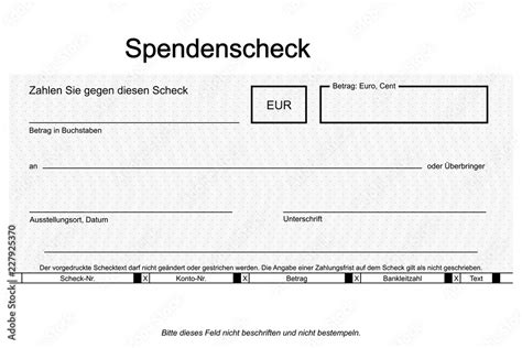 Spendenscheck Wei Mit Muster Vorlage Stock Vektorgrafik Adobe Stock