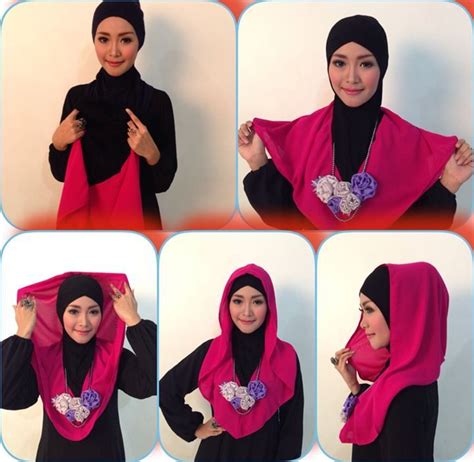 Pin En Hijab Style Instan Hodie Plain Chiffon Inner Cross Attached