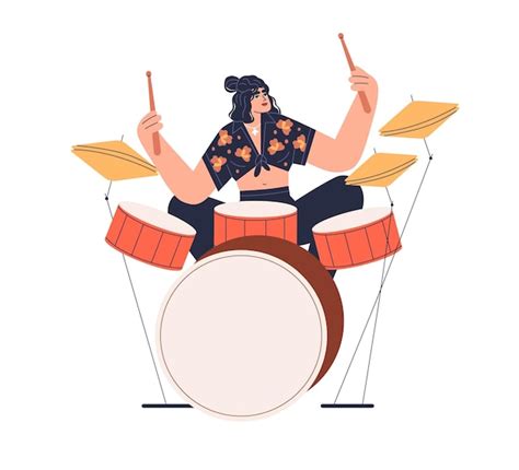 Premium Vector Drummer Musician Playing Modern Music At Drum Kit