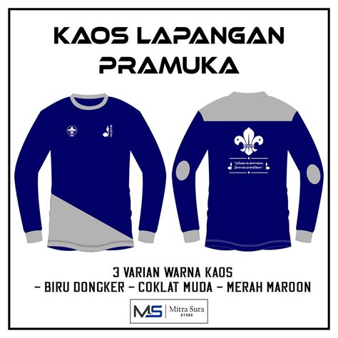 Jual KAOS LAPANGAN BAJU PRAMUKA PAKAIAN PDL SABLON SCOUT LENGAN PANJANG