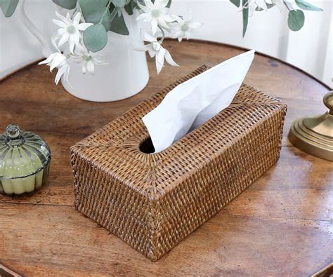 Brown Rattan Tissue Box Cover Large