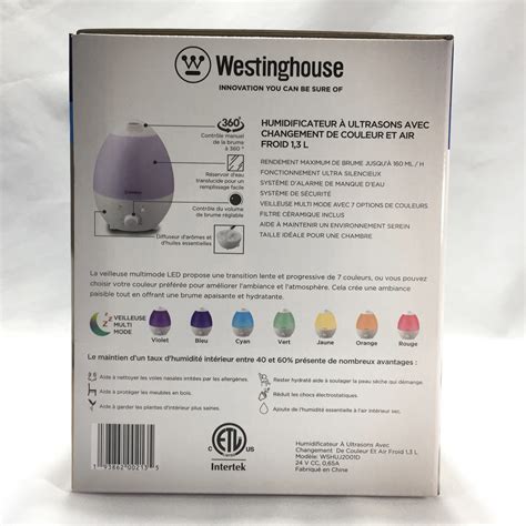 Westinghouse L Cool Mist Ultrasonic Color Changing Humidifier