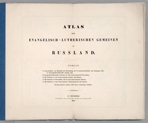 Title And Index Page Atlas Der Evangelisch Lutherischen Gemeinen In