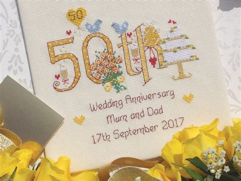 50th Wedding Anniversary Customisable Cross Stitch Chart Etsy 50th Wedding Anniversary