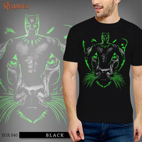 Jual Kaos Pria Black Panther Wakanda Forever Glow Rhymes Baju Cowok