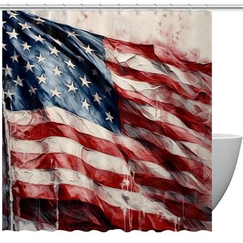 American Flag Shower Curtain Waterproof Bathroom Curtain With Grommets