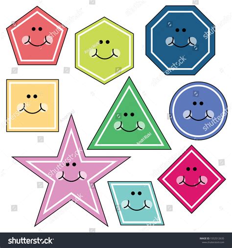 Cartoon Vector Illustration Basic Geometric Shapes Stock Vector