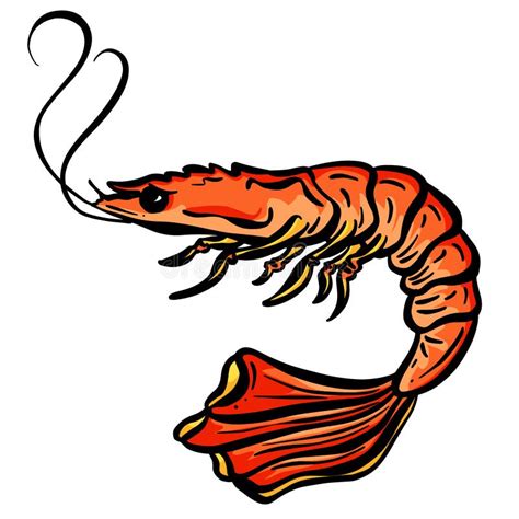 Cartoon Crustacean Shrimp Lobster Fish Vector Illustration Stock