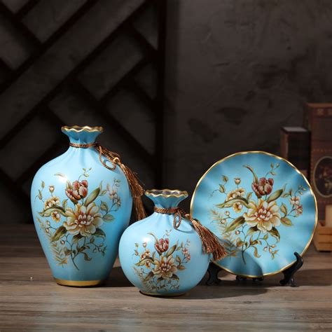 European Style Ceramic Vase Three Piece Home Furnishing Living Room TV