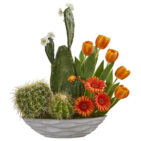 23” Cactus Floral Garden Artificial Arrangement | Nearly Natural