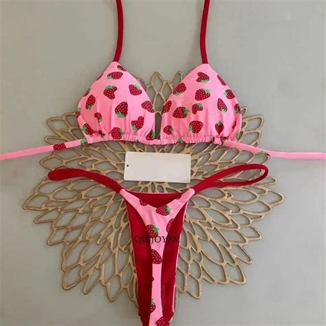 Qinchain Bikini Taille Haute Pour Femmes Maillot De Bain Deux Pi Ces Sexy Tanga V Tements