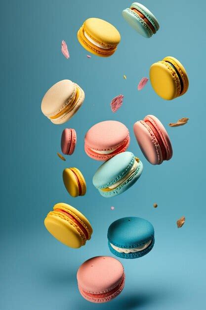 Premium AI Image Ai Generated Illustration Sweet Macaroons Cookies