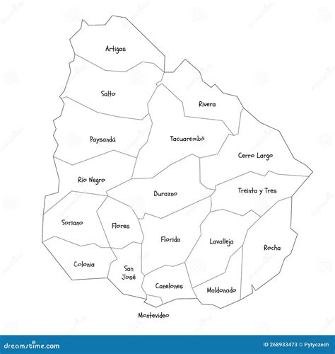 Uruguay Political Map Of Administrative Divisions Cartoon Vector | CartoonDealer.com #268933473