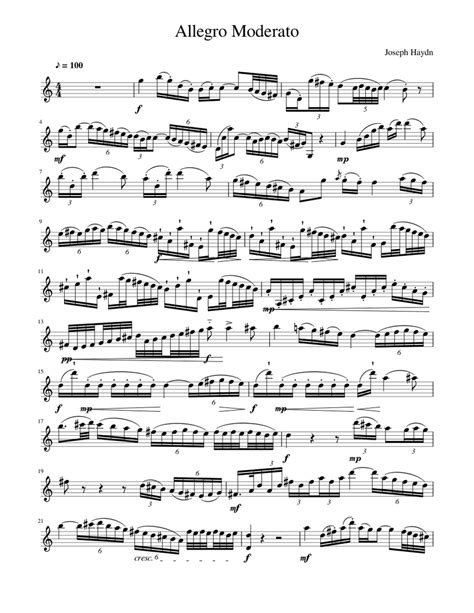 Allegro Moderato Sheet Music For Flute Solo