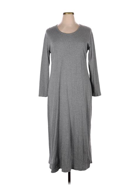 St Johns Bay 100 Cotton Solid Gray Casual Dress Size 16 72 Off