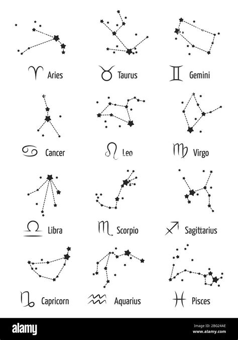 Signos Del Zodiaco Horóscopo Símbolos Astrología Iconos Estrellas