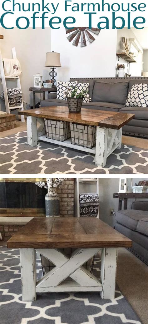 Diy Chunky Farmhouse Coffee Table Coffee Table Plans Coffee Table Woodworking Plans Diy