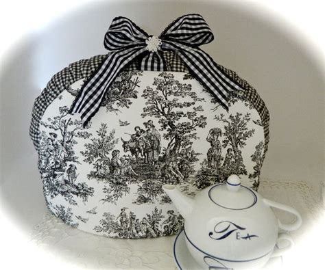 Black And White Toile Rustic Country Tea Cozy Toile De Jouy Coffee