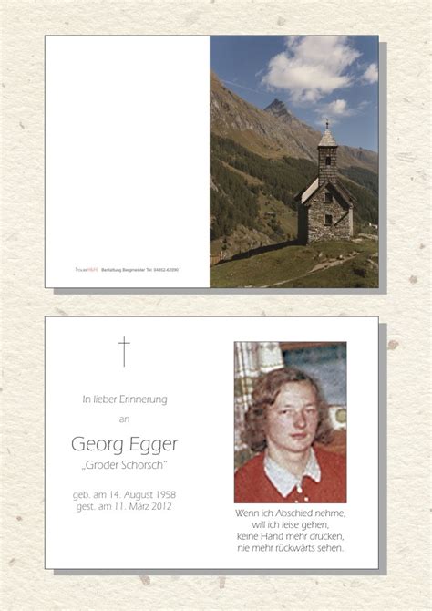 Andenkbild Georg Egger Trauer Link