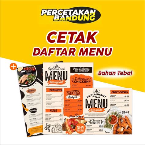 Jual Cetak Daftar Menu Makanan Minuman Custom A A Indonesia Shopee