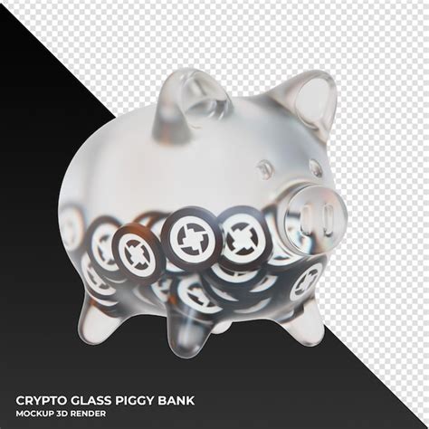 Premium Psd X Zrx Glass Piggy Bank With Crypto Coins D Illustration