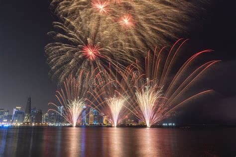 Fireworks in the Doha Corniche, Doha, Qatar. Editorial Photography ...