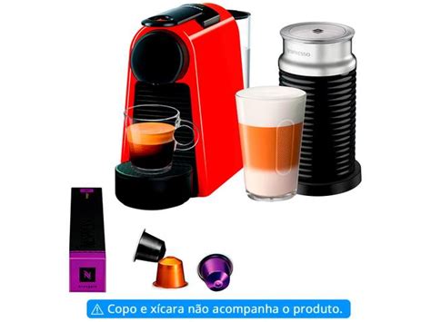 Cafeteira Espresso Nespresso Combo Essenza Mini Vermelha Aeroccino