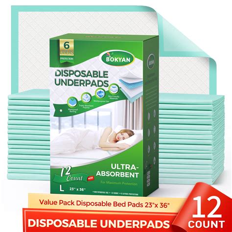 Bokyan Disposable Bed Pads 23” X 36” Waterproof Underpads For Adults