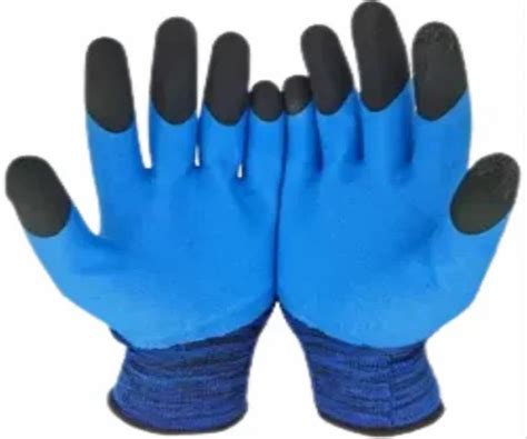 Safety Gloves Blue Nitrile Plain Hand Glove Finger Type Full Fingered