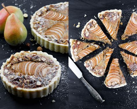 Krümelkreationen Haselnuss Tarte mit Birnen gluten und zuckerfrei