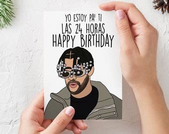 Bad Bunny Birthday Card Bad Bunny Card In Spanish Vamo A Etsy