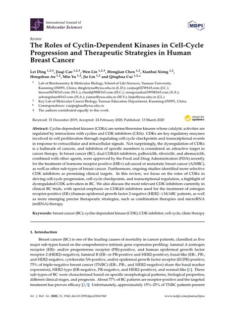 The Roles of Cyclin-Dependent Kinases in Cell-Cycl | PDF | Cell Cycle ...