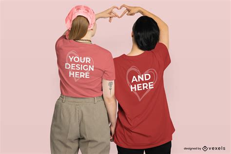 Lesbian Couple Valentines Day T Shirt Mockup Psd Editable Template