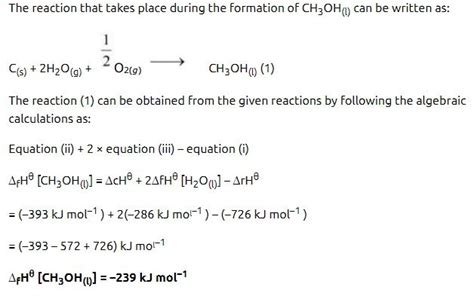 The Standard Enthalpies Of Combustion Of C6H6 L C Graphite And H2