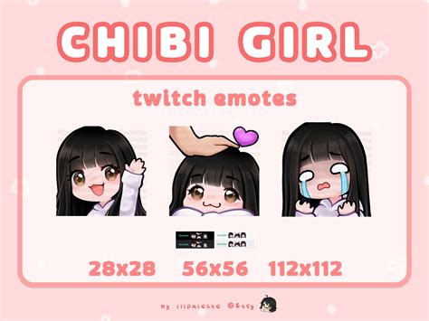 Drawing And Illustration Cute Chibi Girl Emote Pack For Twitch Pack 1