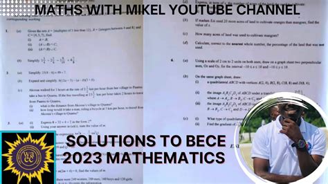 Detailed Solutions To BECE 2023 Mathematics Questions YouTube