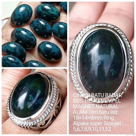 Jual Cincin Batu Badar Besi Hijau Nempel Magnet Natural Alam Shopee