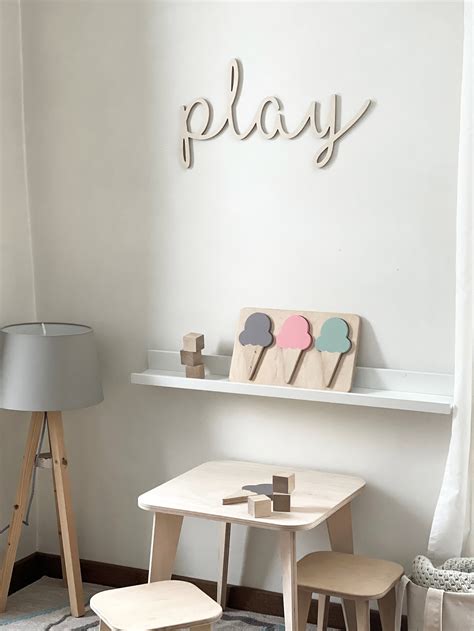 Play Wooden Sign Nursery Decor Kids Wall Decor Kids Bedroom Decoration Wooden Wall Plaque ...