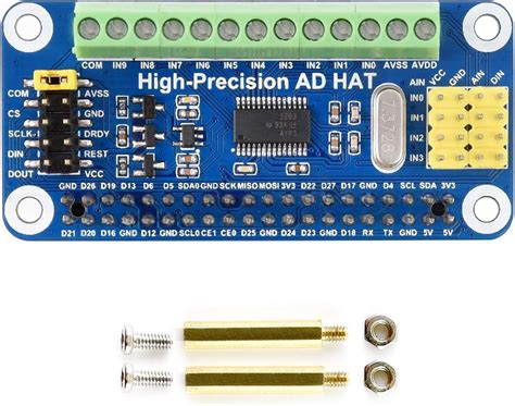 Waveshare High Precision Ad Hat For Raspberry Pi With Ads1263 10 Ch 32 Bit Adc Compatible With