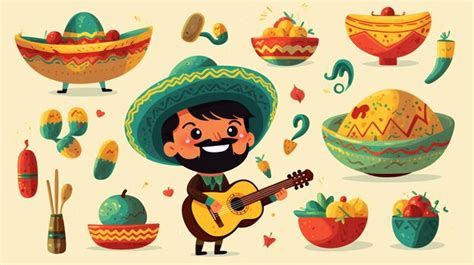 Premium AI Image | mexico inspired wallpapers with mexican emoji and food