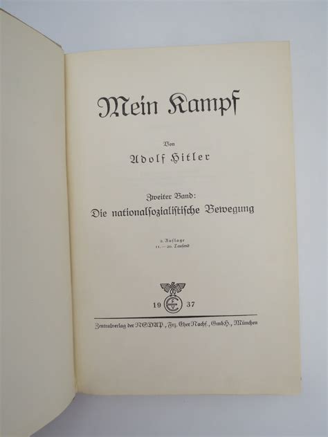 Mein Kampf Volume 2 Zweiter Band Die Nationalsozialistische Bewegung