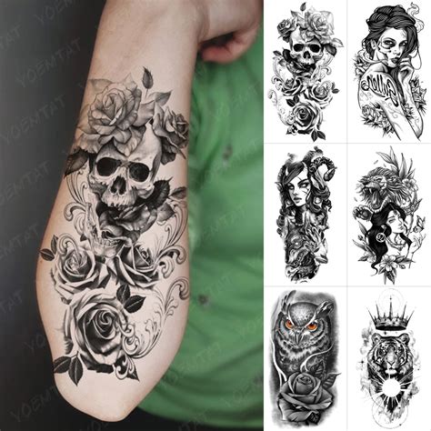 Skull And Roses Shoulder Tattoo