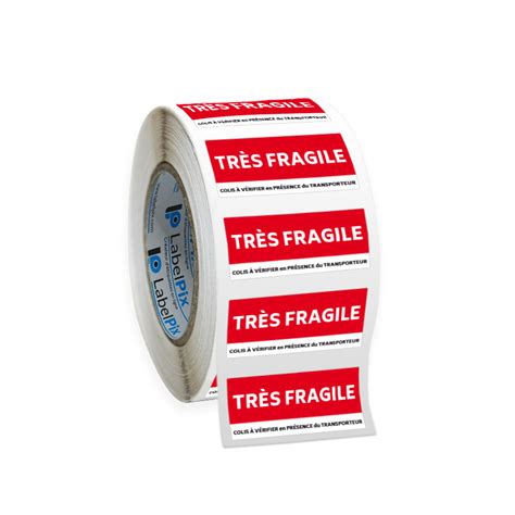 Étiquette colis TRÈS FRAGILE en rouleau Impression en ligne LabelPix