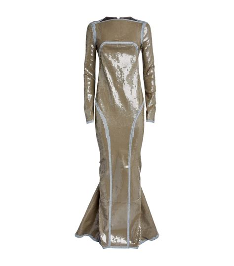 Rick Owens Blue Sequin Embroidered Maxi Dress Harrods Uk